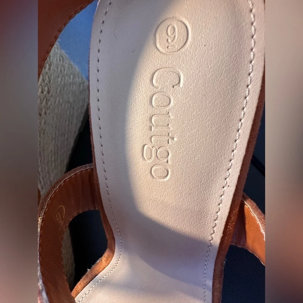 New Coutgo Women's Wedge Sandals Cross Strap Espadrille Platform Size 9 Brown